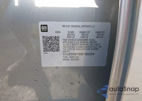 2024 Chevrolet Malibu Fwd 1Lt from USA, damaged, VIN 1G1ZD5ST6RF191104